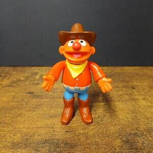 Vintage 1992 Sesame Street Bendable Rodeo Ernie Cowboy Figure Jim Henson Muppets